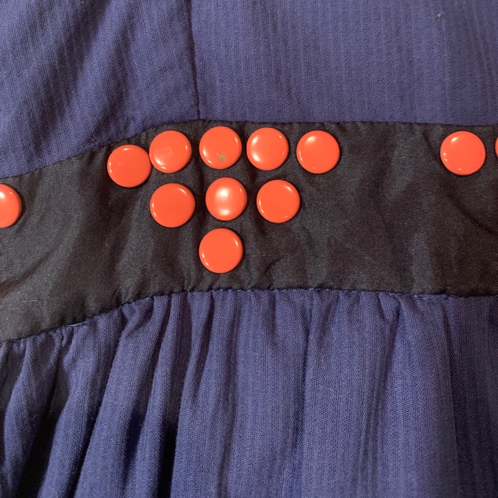 Anthropologie Floreat dress navy blue with coral - Picture 7 of 8